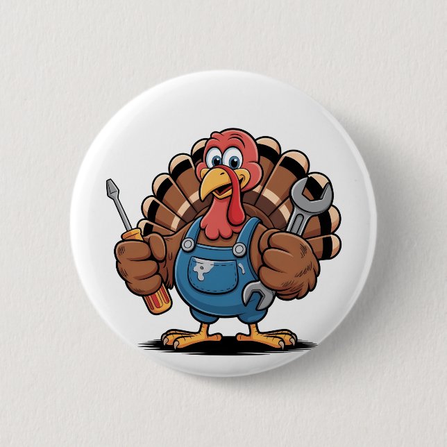 Mechanic Squad Turkey Thanksgiving Gobbler  2 Inch Round Button (Front)