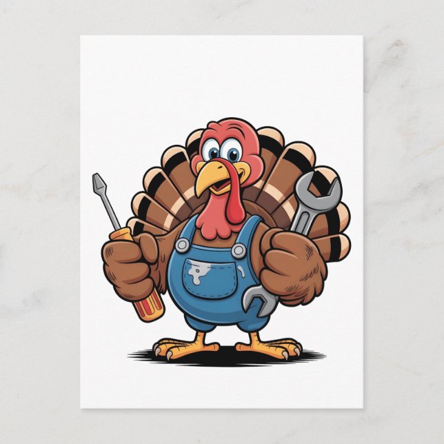 Mechanic Squad Turkey Thanksgiving Gobbler  Holiday Postcard (Front)