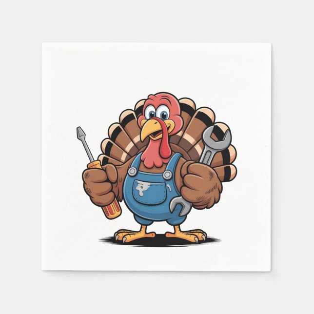 Mechanic Squad Turkey Thanksgiving Gobbler  Napkin (Front)