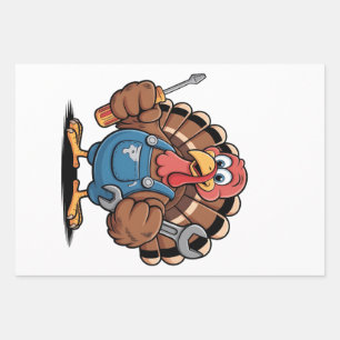 Mechanic Squad Turkey Thanksgiving Gobbler Wrapping Paper Sheet