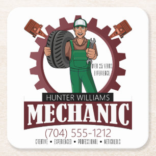 Mechanic Square Paper Coaster