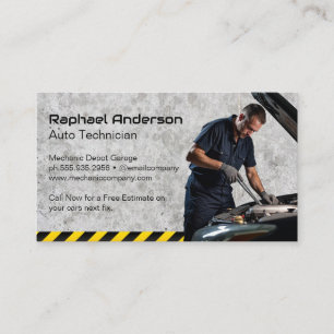 Mechanic Technician Working on Engine Business Card