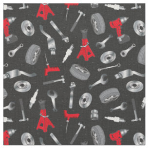 Mechanic Tools and Equipment Pattern Fabric