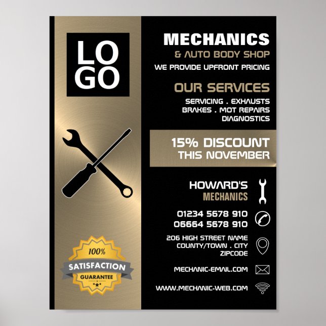 Mechanic Tools, Auto Mechanic/Repairs Advertising Poster (Front)
