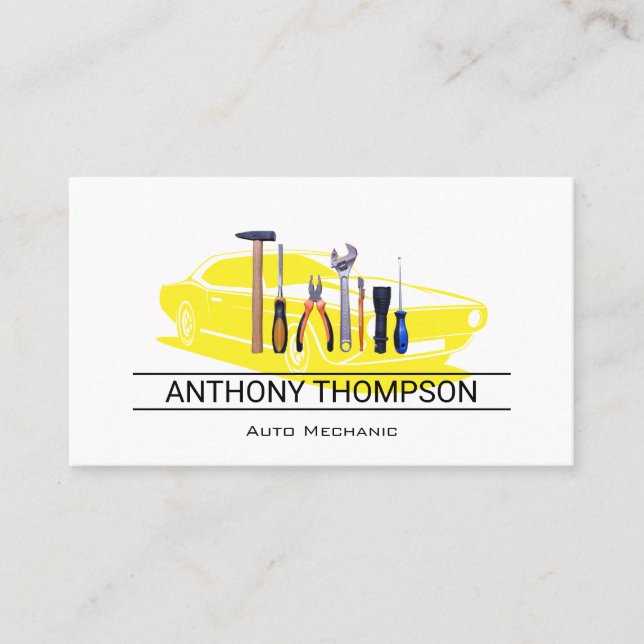 Mechanic Tools | Muscle Car  Business Card (Front)