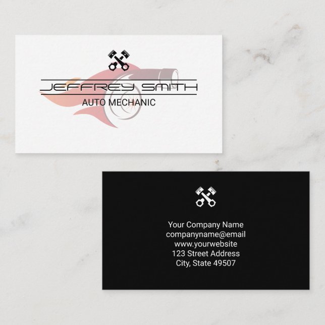 Mechanic | Turbo Icon | Pistons Business Card (Front/Back)