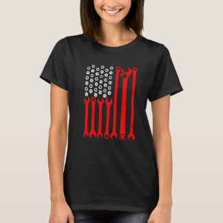 Mechanic US Flag Tuning Car Repairing Mechanic Car T-Shirt