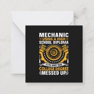 Mechanic Using A High School Diploma Card
