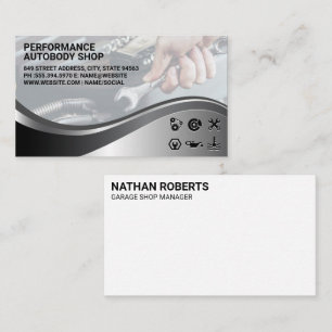 Mechanic with Wrench Auto Garage Shop Business Card