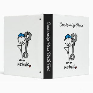 Mechanic With Wrench Stick Figure Binder