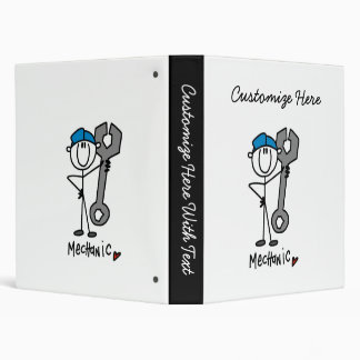 Mechanic With Wrench Stick Figure Binder