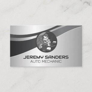 Mechanic Working on Car   Auto Services Business Card
