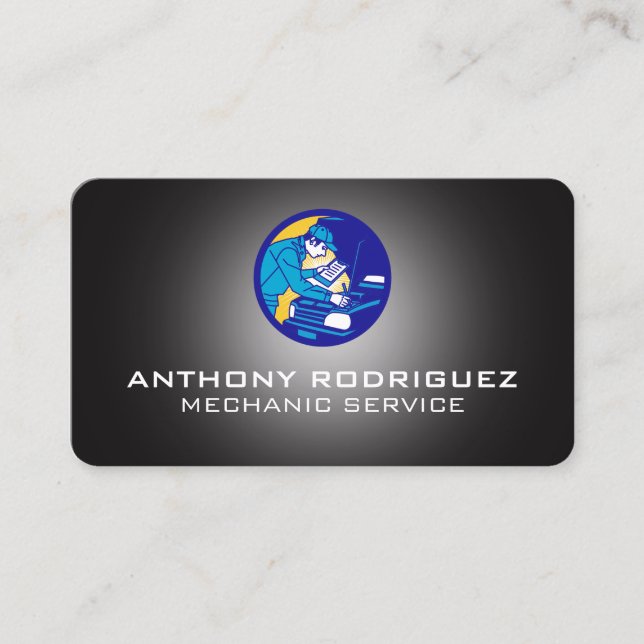 Mechanic Working on Car Graphics Business Card (Front)