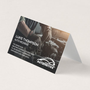 Mechanic Working on Engine   Auto Services Logo Business Card