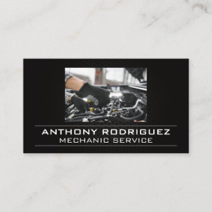 Mechanic Working on Engine   Auto Technician Business Card