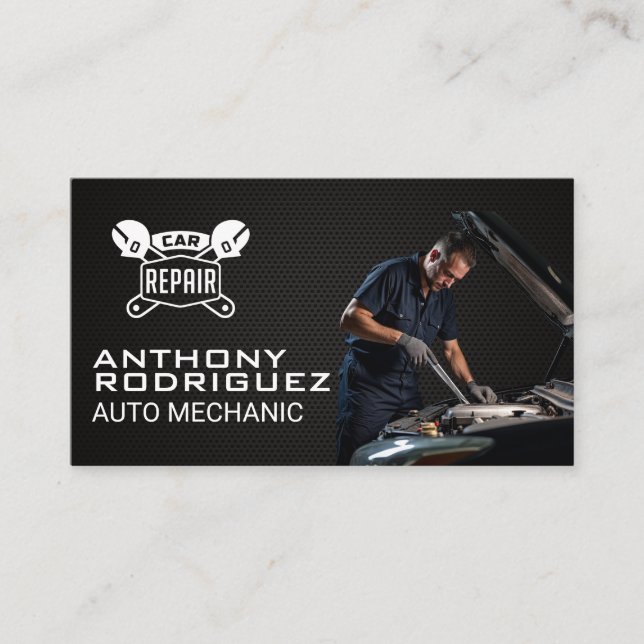 Mechanic Working on Engine Business Card (Front)