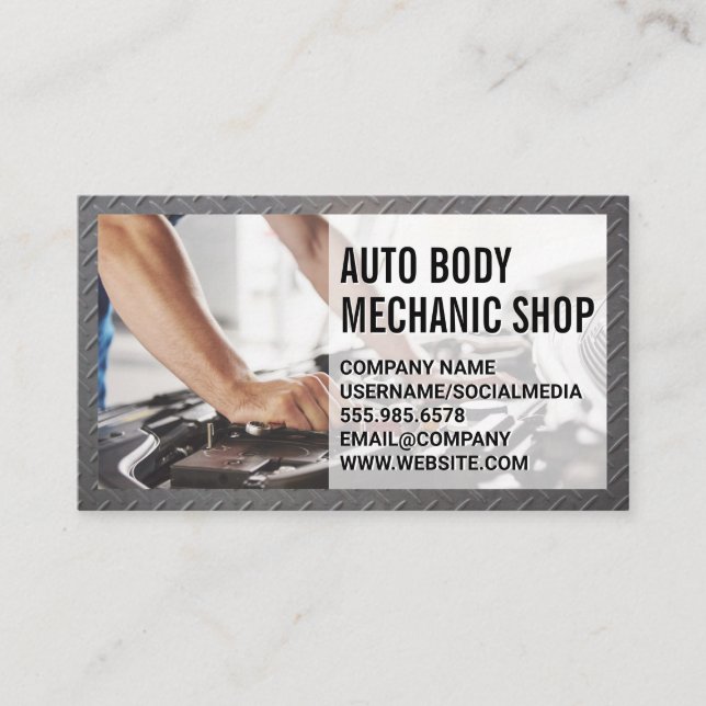 Mechanic Working on Engine Business Card (Front)