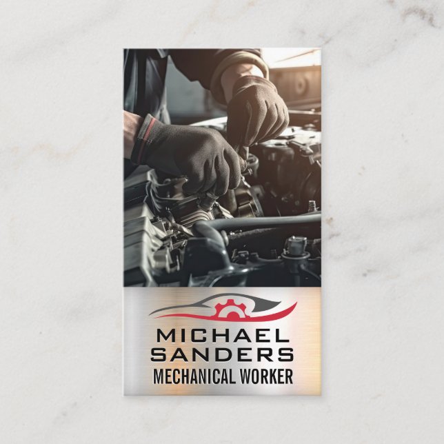 Mechanic Working on Engine Business Card (Front)