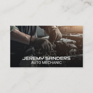 Mechanic Working on Engine   Technician Business Card