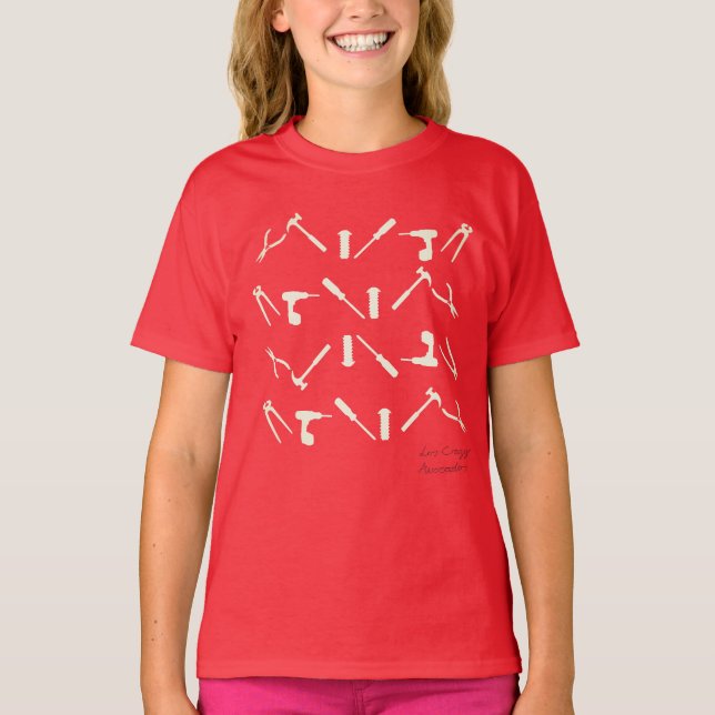 Mechanic Workshop Tools Pattern T-Shirt (Front)