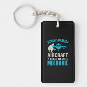 Mechanic World's Okayest Mechanic Keychain