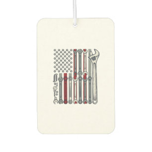 Mechanic Wrench Flag Vintage Engraving Vector Desi Air Freshener