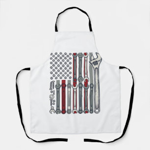 Mechanic Wrench Flag Vintage Engraving Vector Desi Apron