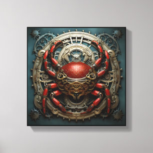 "Mechanica Astralis: Cancer" – Steampunk Zodiac Ca Canvas Print