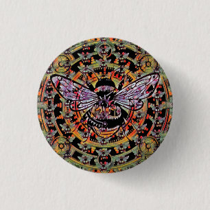 Mechanical Bee Collage  1 Inch Round Button