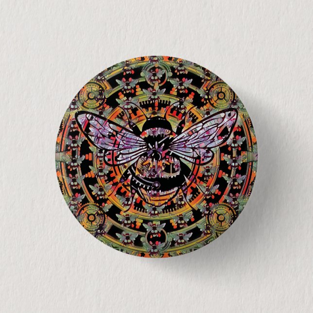 Mechanical Bee Collage  1 Inch Round Button (Front)