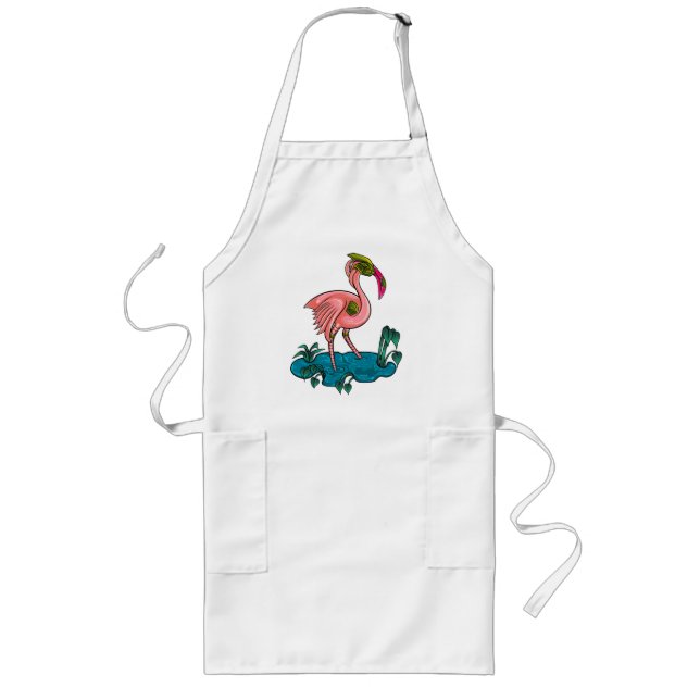 Mechanical Bird, Pink Flamingo Mecha Robot Long Apron (Front)