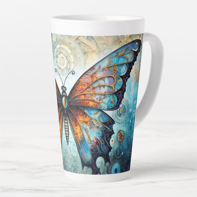 Mechanical Butterfly Dream Latte Mug (Right Angle)