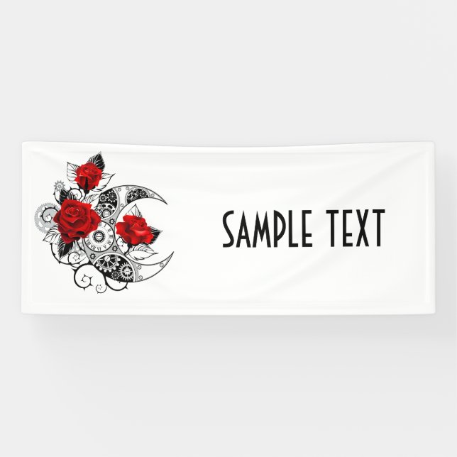 Mechanical Crescent with Red Roses Banner (Horizontal)