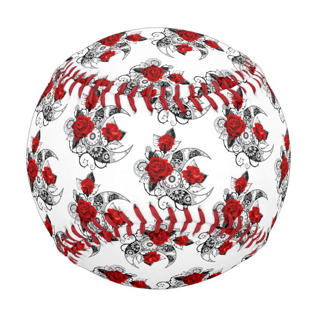 Mechanical Crescent with Red Roses Baseball (Front)