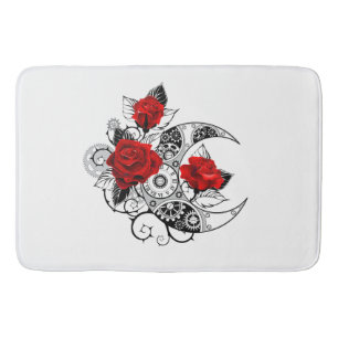Mechanical Crescent with Red Roses Bath Mat