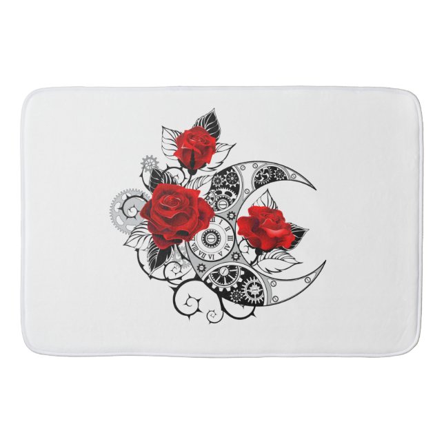 Mechanical Crescent with Red Roses Bath Mat (Front)