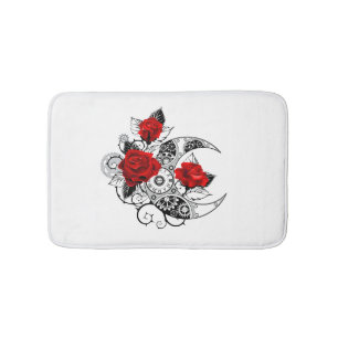 Mechanical Crescent with Red Roses Bath Mat