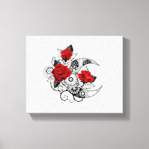 Mechanical Crescent with Red Roses Canvas Print