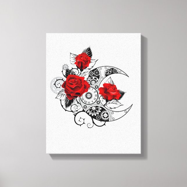 Mechanical Crescent with Red Roses Canvas Print (Front)