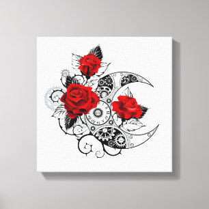 Mechanical Crescent with Red Roses Canvas Print