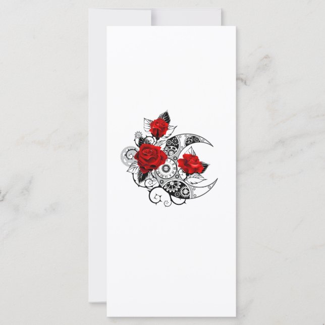 Mechanical Crescent with Red Roses Card (Front)