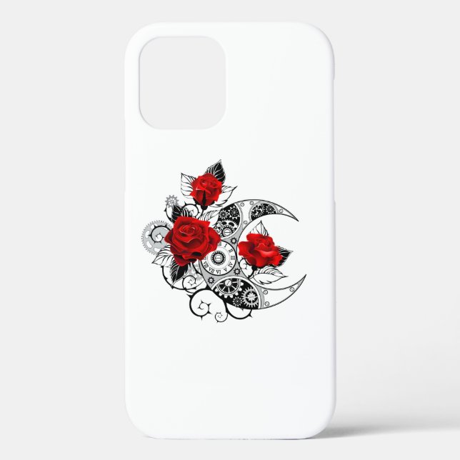 Mechanical Crescent with Red Roses Case-Mate iPhone Case (Back)