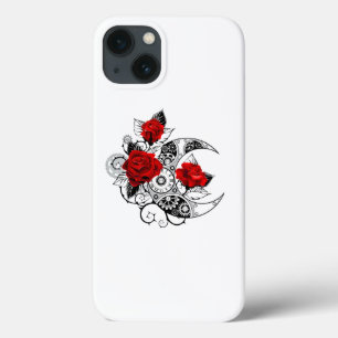 Mechanical Crescent with Red Roses iPhone 13 Case