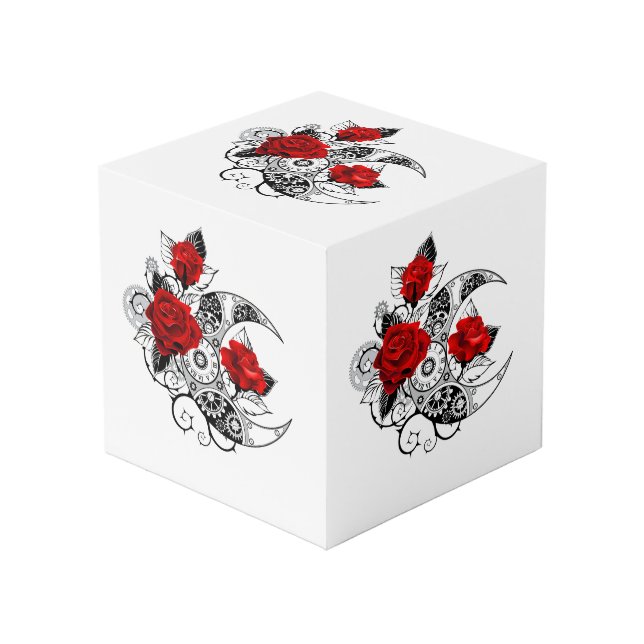 Mechanical Crescent with Red Roses Cube (Front Angled)