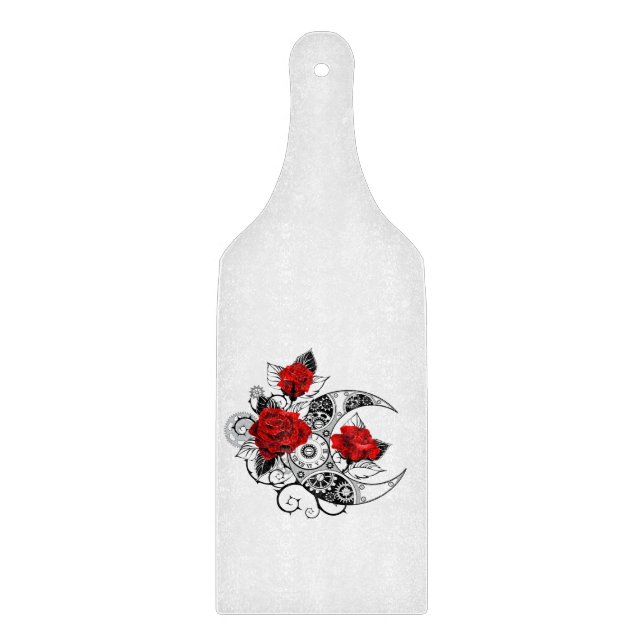 Mechanical Crescent with Red Roses Cutting Board (Front)