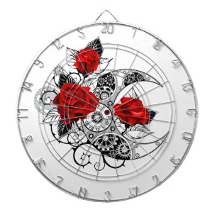 Mechanical Crescent with Red Roses Dartboard