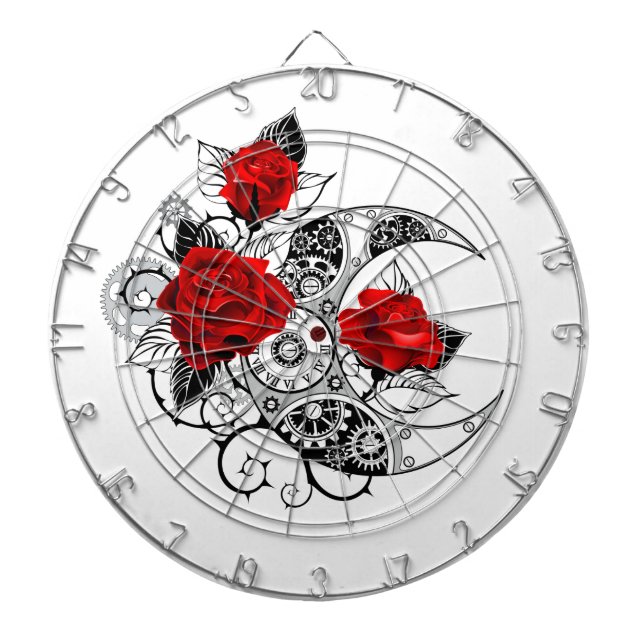 Mechanical Crescent with Red Roses Dartboard (Front)