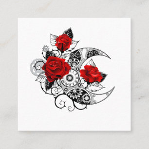 Mechanical Crescent with Red Roses Discount Card