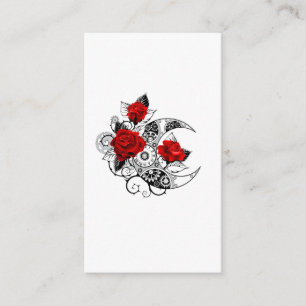 Mechanical Crescent with Red Roses Enclosure Card