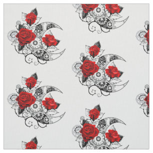 Mechanical Crescent with Red Roses Fabric